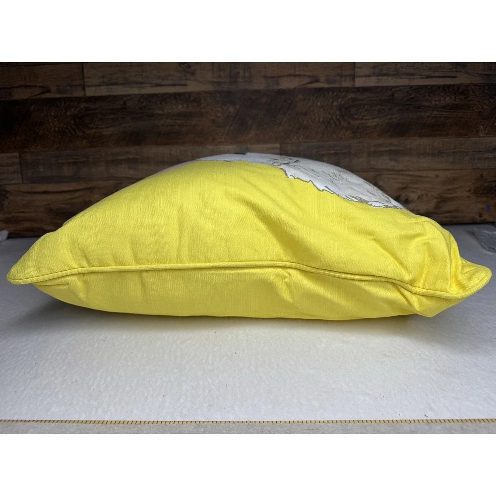 Pottery‎ Barn Yellow Watercolor White Bunny Rabbit Throw Pillow Decor RARE